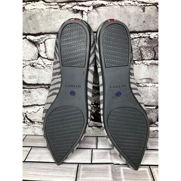 Rothy’s The Point Retired Grey Zebra Fabric Stripe Flats Women Sz 9.5M US/41EU - Picture 11 of 16